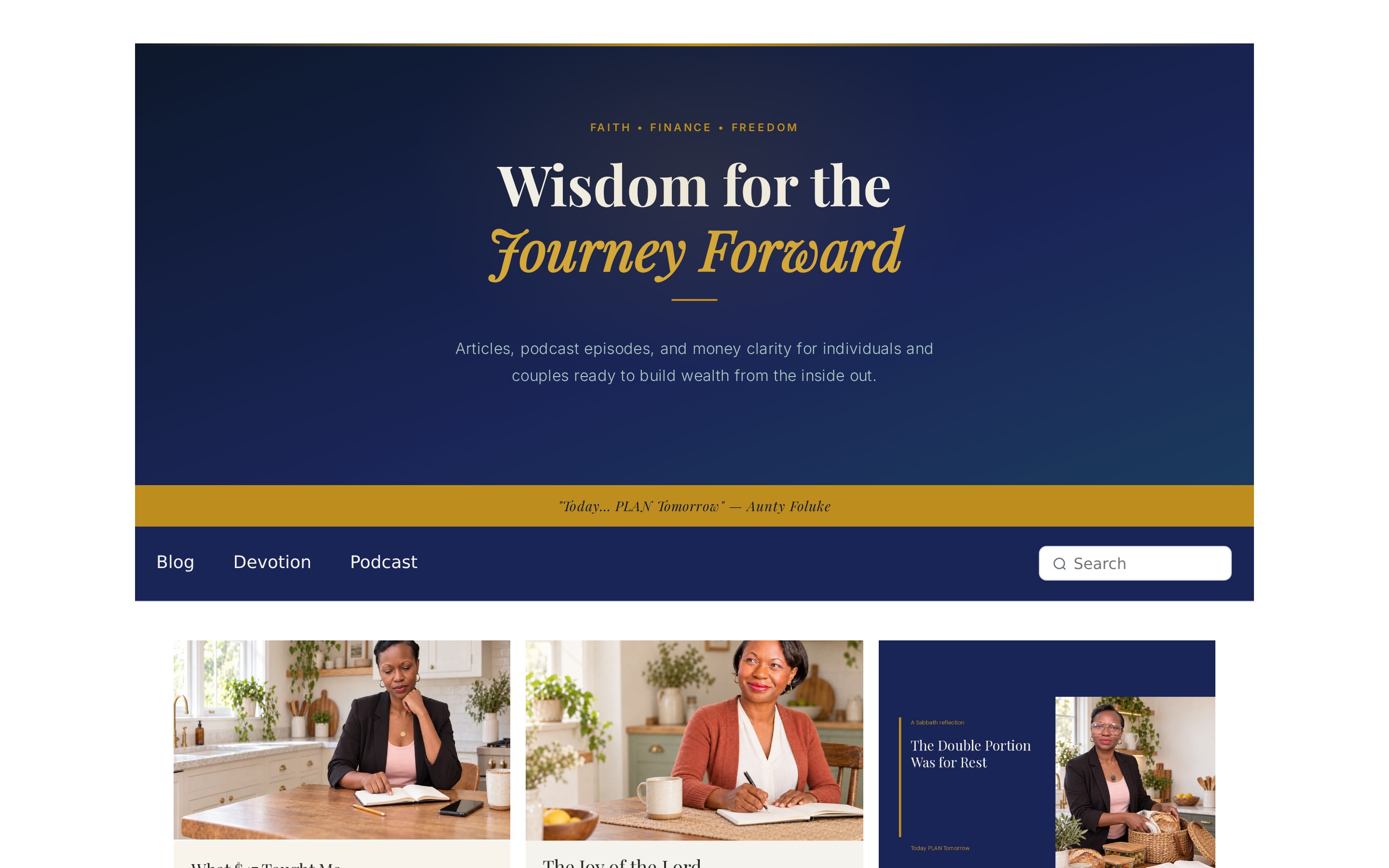 A preview of Aunty Foluke's blog site, Wisdom for the Journey Forward